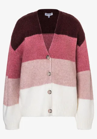 MORE & MORE - Cardigan mit Blockstreifen pink - Gr. - 34