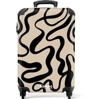 NoBoringSuitcases.com© Hartschalen-Trolley Beige mit schwarzen abstrakten Linien 55x35x20cm, 4 Rollen, Handgepäck Koffer & Trolleys, Luggage, Reisekoffer Frauen