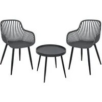 SVITA Sitzgruppe PHILLY, (3tlg. Set), aus 2 Stühlen und 1 Tisch, platzsparend, wetterfest, Grau/Schwarz