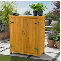 Feel2Home Gerätehaus Geräteschuppen Gartenschrank Holzhaus Lagerhütte 2 Türen Stauraum Holz, BxT: 75x40 cm, (Stück, 1 St), Oberfläche mit robuster Platte