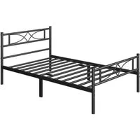 Yaheetech Metallbett Bettgestell, Bettrahmen mit Kopfteil Gästebett mit Lattenrost für Schlafzimmer