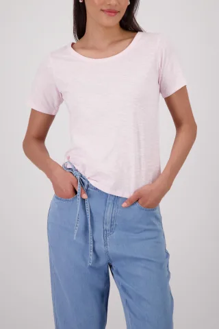 monari - Basic T-Shirt mit Flammgarn french rose - Gr. - 38