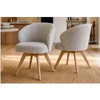 riess-ambiente Polsterstuhl WALKÜRE beige/natur – Strukturstoff, drehbar, mit Armlehne & Federkern (Einzelartikel, 1 St), mit 180° Drehfunktion und Autoreturn – ideal für elegante Esszimmer