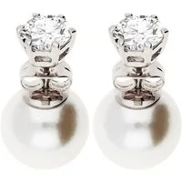 LÖB Paar Ohrstecker Silber Ohrringe Zirkonia Stein Doppel Zwei Perlen Perlenohrringe weiß (Geschenke für Frauen Beste Freundin Mutter Mama Damen zum Geburtstag Weihnachten Weihnachtsgeschenke, Inkl. Schmuckbox), Ohrstecker Front Back doppelte Perleno