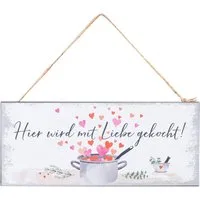 Levandeo® Metallbild, Schild L30cm Mit Liebe gekocht Spruch Metall Wandbild Wanddeko
