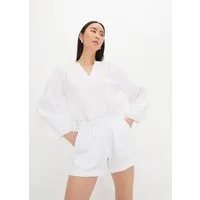 bonprix Shirtbluse Oversize-Passform, mit V-Ausschnitt, aus Baumwolle, 3/4-Ärmeln