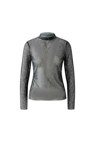 Oui - Langarmshirt dk brown grey - Gr. - 36