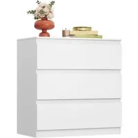 WLIVE Kommode Schubladenkommode mit 3 Schubladen, Sideboard, Breit 70,8 cm, (Packung), Modernes Design ohne Griffe, Mehrzweckschrank für Schlafzimmer, Weiß