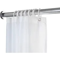 WENKO Duschvorhangstange Luz, Ø 280 mm, ausziehbar, ohne Bohren, geklemmt, Edelstahl, Kunststoff, ohne bohren, 110 - 185 cm, aus rostfreiem Aluminium