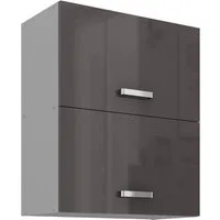 Küchen-Preisbombe Hängeschrank 60 cm Küche Bianca Grey Grau Hochglanz Küchenzeile Küchenblock