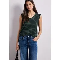 STREET ONE Shirttop Geblümtes Sommertop mit Volant-Details