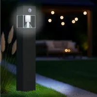MeLiTec LED Solarleuchte Solar-Gartenleuchte SO32, aus Edelstahl, Tageslichtweiß, bis zu 8h Leuchtdauer, anthrazit oder matt gebürstet, eckig, LED