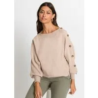 bonprix Strickpullover in bequemer Boxy-Passform, mit Fledermausärmeln, Zierknöpfe