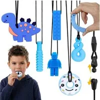 Sarcia.eu Beißring CLDY blaue sensorische Silikon-Kauketten für Jungen, 6 Stück, (6-tlg)