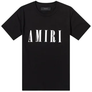 Schwarzes T-Shirt mit großem Markenlogo von Amiri