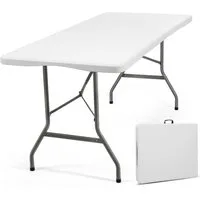 Sekey Bierzeltgarnitur Campingtisch Klappbar Partytisch Buffettisch Gartentisch Tragbar, Klappbarer, für 4 Personen, mit Tragegriff, Weiß