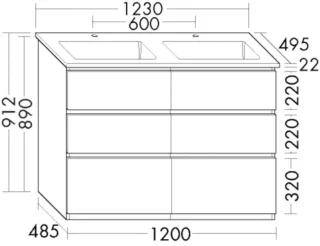 Burgbad Keramik Waschtisch+Waschtischunterschrank Lin20 Acryl/Lack Matt Sandorange Solid SGHO123F6512C0038