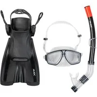 JELEX Schnorchel Deepsea Schnorchel Set mit Flossen, beschlagfrei, stoßfeste Brillengläser