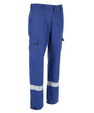 Jugendfeuerwehr-Bundhose | NOVOTEX | Kinder-Arbeitshose | blau | silber Reflexstreifen | zwei aufgesetzte Seitentaschen | schmutz- und wasserabweisend