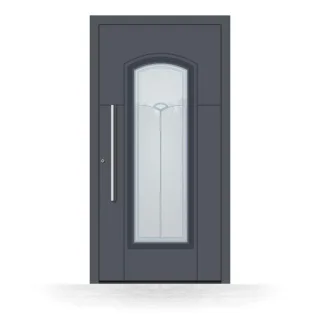 Landhausstil Aluminium Haustür, Anthrazit RAL 7016, 100x195 cm, Schüco-Profil, Modell Potsdam, individuell konfigurieren