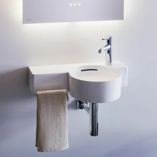 LAUFEN Handwaschbecken VAL, ohne Hahnloch, mit Überlauf 550x315 Ablg. li eins. schneidbar weiß, H81 H8152840008131