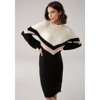 Laura Scott Strickkleid mit Streifenmuster aus weicher Viskosequalität