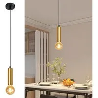 ZMH Pendelleuchte Esszimmer 1 Flammig E27 Gold Hängeleuchte Metall für Schlafzimmer, Einfache Installation, ohne Leuchtmittel, Küchenlampe Hängend Industrial Flur