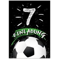 JUNAPACK Einladungskarten Fußball zum 7. Kindergeburtstag Jungen Einladungen Karten Fussball, Einladungskarten zum 7. Geburtstag mit Fußball Motiv