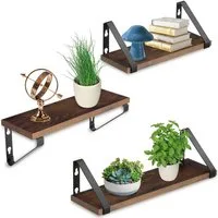 tectake Wandregal Ablageregal aus Holz und Stahl, Höhe 12 cm, Hängeregal Cowell 1-tlg., Industrial Style, Belastbarkeit je Regal 15 kg, einfache Montage
