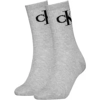 Calvin Klein Jeans Socken CKJ WOMEN SOCK 2P MONOGRAM (2-Paar, 2 Paar) mit extra breitem Bündchen, Cotton-Mix, elastisch