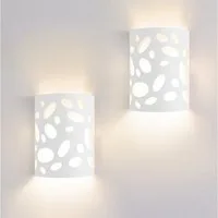 ZMH Wandleuchte Innen Modern Gipsleuchte E14 Weiß Wandlampe für Wohnzimmer Küche, Hochwertiges durchbrochenes Design, ohne Leuchtmittel, Up und Down Wandlicht fürTreppenhaus