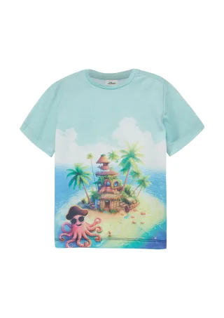 s.Oliver - T-Shirt mehrfarbig/blau - Gr. - 98