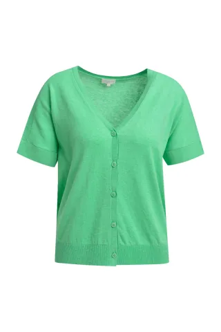 Milano Italy - v-neck sleeveless cardigan w placket mint - Gr. - L