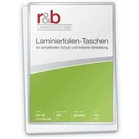 r&b Laminiersysteme Laminierfolie r&b Laminierfolien A1 bis A7, 50-350mic, glänzend, A6, glänzend, 100 St., Kompatibel, glänzend, stabil, schützend, professionell, vielseitig