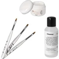 Sun Garden Nails Nagellack 5 ml UV Classic French Gel weiß + 3 tlg. Pinselset + Cleaner 100 ml
