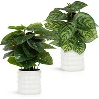 Kunstpflanze Künstliche Hängepflanzen im bruchfesten Topf, Hängepflanze künstlich Efeu, Monstera, Philodendron, Calathea, Pfeilblatt, Mosaik- & Zebrapflanze, PASCH, Bruchfester weißer Kunststofftopf