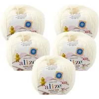 Alize 10 x ALIZE COTTON GOLD HOBBY NEW 62 LIGHT CREAM Häkelwolle, 330 m, Baumwolle-Acrylwolle, Amigurumi