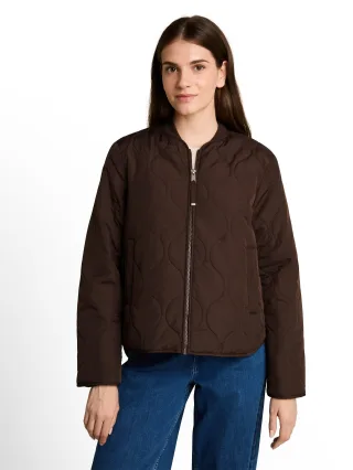 Tom Tailor - Steppjacke mit Bomberkragen java dark brown - Gr. - M