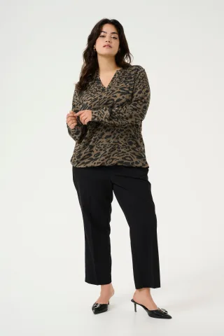 Langarm-Bluse Regular fit Brown/Black Flower Print floral