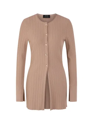 Marc Cain Collections - Rippstrick-Cardigan Rethink Together warm taupe new - Gr. - 36