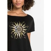 bonprix T-Shirt lockere Passform, Kurzarm-Design, aus Polyester, mit Metallic-Druck