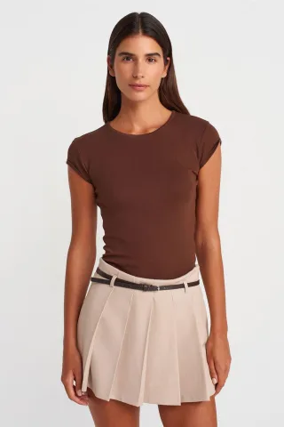 Damen Slim Fit Baumwoll T-Shirt mit Rundhalsausschnitt