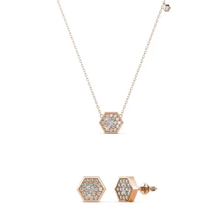 Sechseck-Sets – Roségold und Kristall
