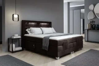 Boxspringbett Elektrisch Bett DAVIDE 180x200cm in Stoff Fresh Dunkelbraun