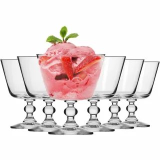 Krosno Glass Eisbecher,, Transparent, Glas, 6-teilig, 0.48 L, Hergestellt in Europa, leicht zu reinigen, Essen & Trinken, Geschirr, Schalen & Schüsseln, Dessertschalen
