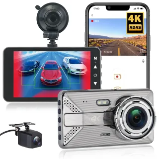 X20 4K Dual Dash Cam 4inch Touchscreen Car Camera with WiFi App 170° Wide Angle ADAS BSD Night Vision 24H Parking Monito