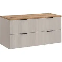 Lomadox Waschtisch ADELAIDE-56-CASHMERE, Waschtischschrank, kaschmir und Eiche mit gerillter Front, 120cm breit