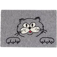 Betz Fußmatte Fußmatte Fußabstreifer Katze mit 2 Pfoten Größe 40x60cm Farbe grau, rechteckig