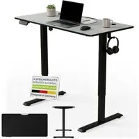 Juskys Schreibtisch Office Stand, 120 x 60 cm, elektrisch verstellbar, Headset-Halterung, Kabelführung