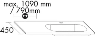 Burgbad Mineralguss Waschtisch-Verlängerung rechtsseitig zu M3 alpinweiss, H:15, T:450mm, MWES999RC0 MWES999RC0001